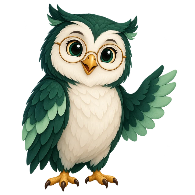 A wise, friendly owl offering a welcoming wing.
